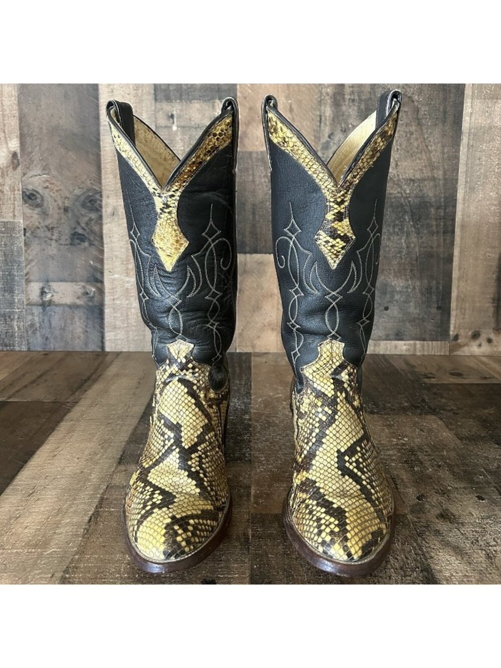 Dan Post Vintage Snakeskin Western Cowboy Boots Mens 7.5 D